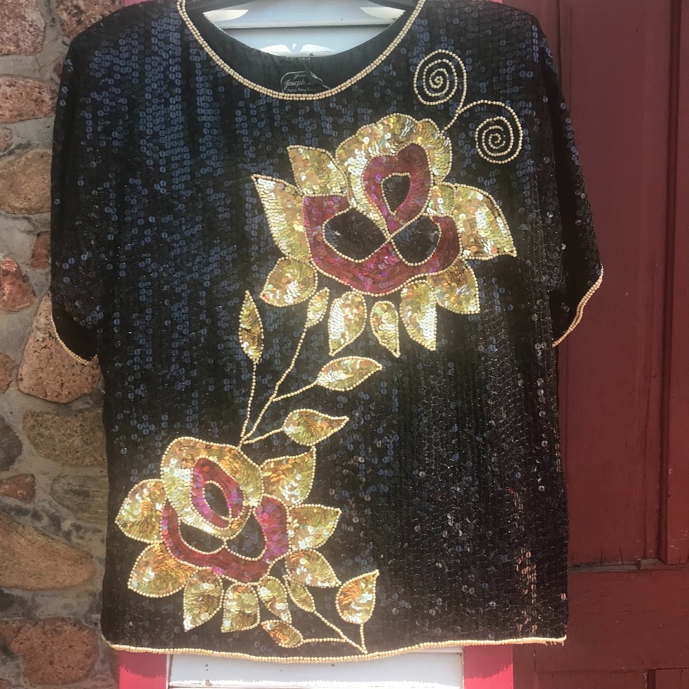SALE! Vintage Jean 4 Joseph Le Bon Sequined Blouse